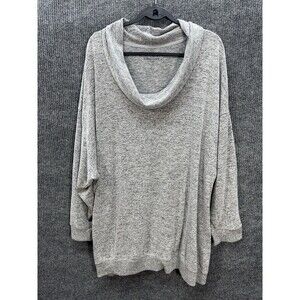 Torrid Super Soft Plush Tunic Womens 5X Gray Cowl Neck Knit Top Long Sleeve Cozy